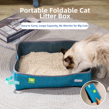 Litiera pentru pisici semi-închisă, pliabilă, transfrontalieră, portabilă, impermeabilă, din pânză Oxford, deschisă, pentru toaletă, litiera supradimensionată