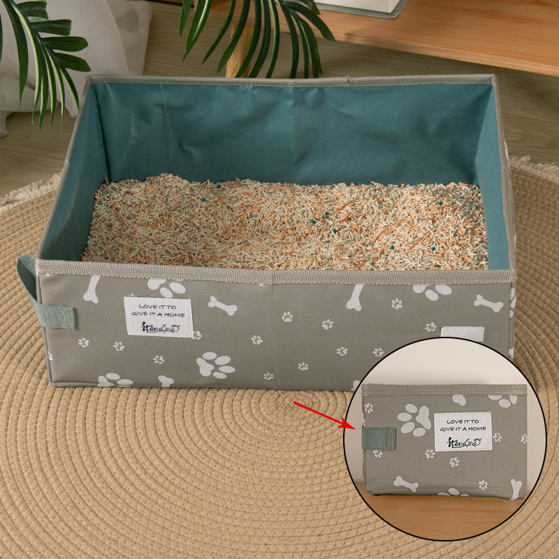 Litiera pentru pisici semi-închisă, pliabilă, transfrontalieră, portabilă, impermeabilă, din pânză Oxford, deschisă, pentru toaletă, litiera supradimensionată