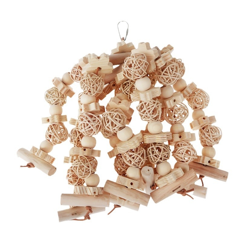 Igračka papiga, igračka za ptice, drvena igračka za grizenje, ratanska loptica, kidanje konopca, kožno uže, ublažavanje začepljenosti, tvornica veleprodaje