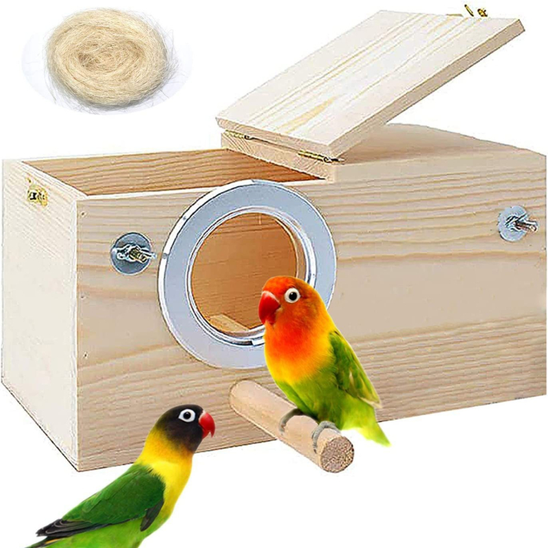 Cutie de reproducere a papagalilor, cutie verticală din piele de tigru, bujor, xuanfeng, cuib de papagal, cuib agățat, cuib de papagal cald, accesorii pentru colivie, consumabile