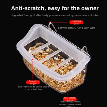 Κουτί τροφής για παπαγάλους που δεν μεταδίδεται, κουτί τροφής για πτηνά Munia Jade που δεν αιωρείται, πλαστικό μπολ τροφής για πτηνά, μεγάλο στήθος, προμήθειες για πτηνά Subverted