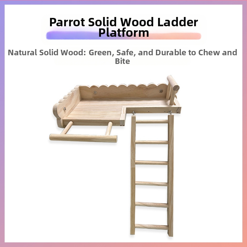 Pat din lemn masiv pentru papagal, bujor negru Phoenix, piele de tigru, scări de alpinism, platformă pentru colivie, decor pentru păsări, ustensile pentru păsări, consumabile
