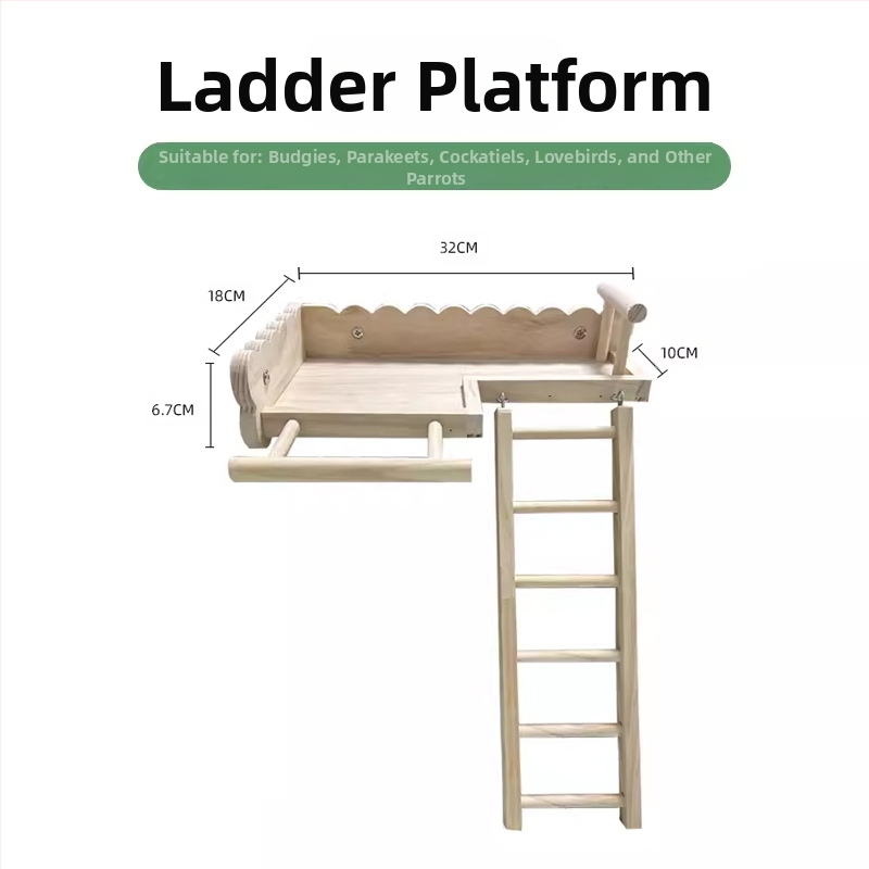 Pat din lemn masiv pentru papagal, bujor negru Phoenix, piele de tigru, scări de alpinism, platformă pentru colivie, decor pentru păsări, ustensile pentru păsări, consumabile