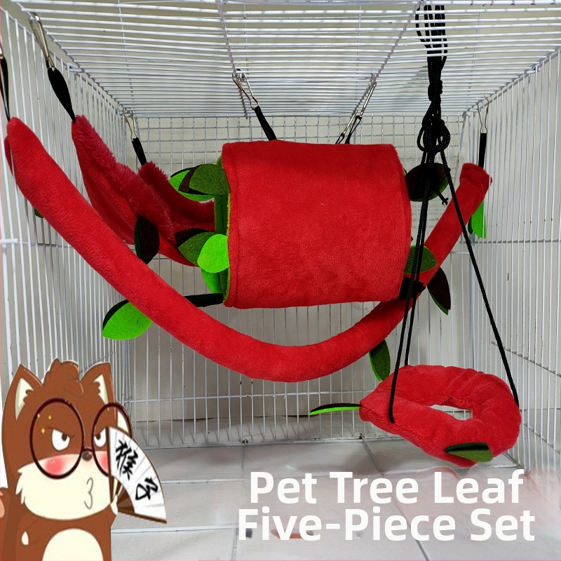 Mala plišana igračka za kućne ljubimce, hrčak, lišće, viseća ležaljka, žičara, bušilica, ljuljačka, set od pet dijelova, vjeverica, toplo pamučno viseće gnijezdo