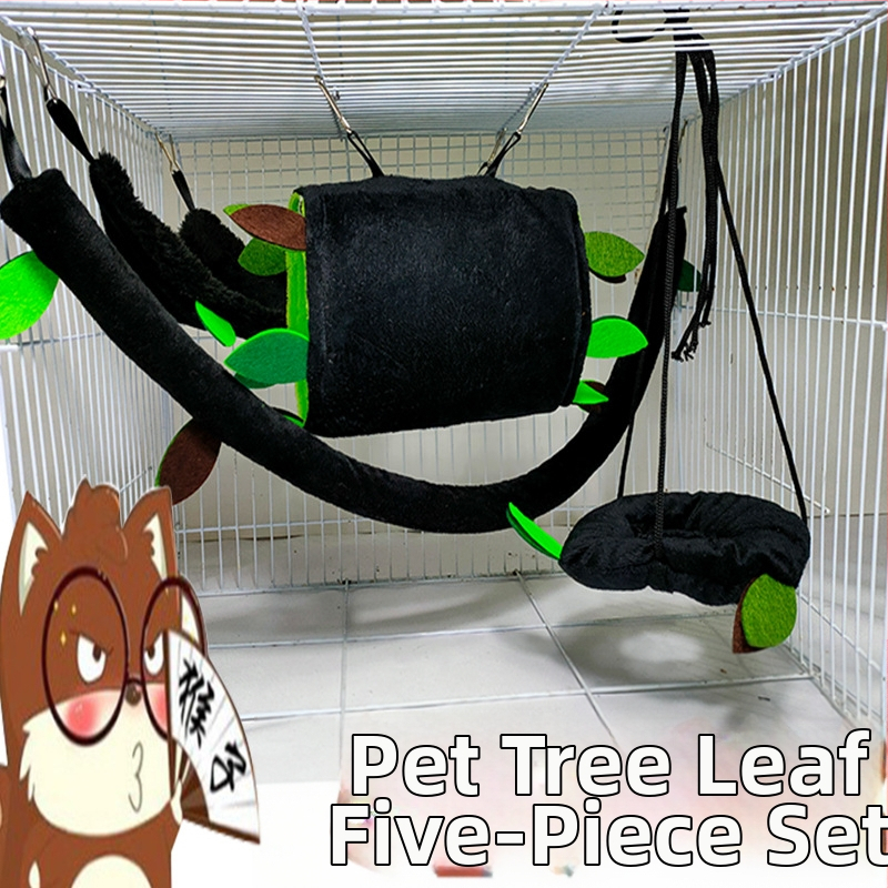 Mala plišana igračka za kućne ljubimce, hrčak, lišće, viseća ležaljka, žičara, bušilica, ljuljačka, set od pet dijelova, vjeverica, toplo pamučno viseće gnijezdo