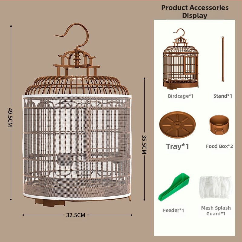 Linnupuuri kodu, suur luksuslik villa, vintage-stiilis plastist kandekuru, pojengist, tiigri nahast pärlpapagoist linnupuur