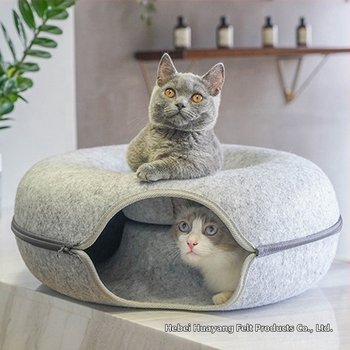 Filcano mačje gnijezdo, univerzalna mreža Four Seasons, crveni tunel za mačke s krafnom, poluzatvoreno, uklonjivo i perivo