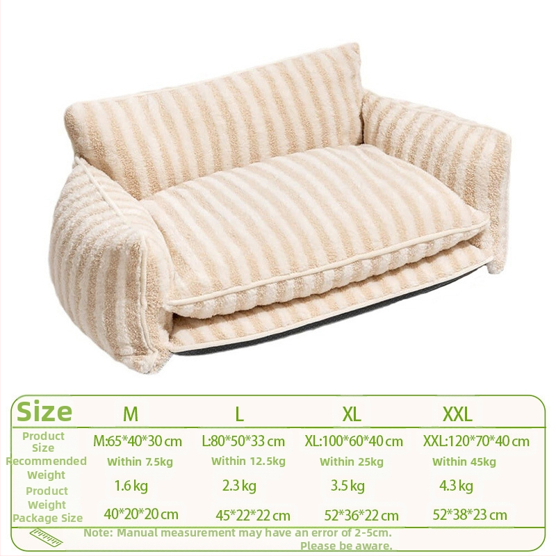 Kreativno prugasto plišano janjeće zimsko toplo mačje gnijezdo za kućne ljubimce, kauč na razvlačenje za pse, gnijezdo za kućne ljubimce, potpuno uklonjivo i perivo