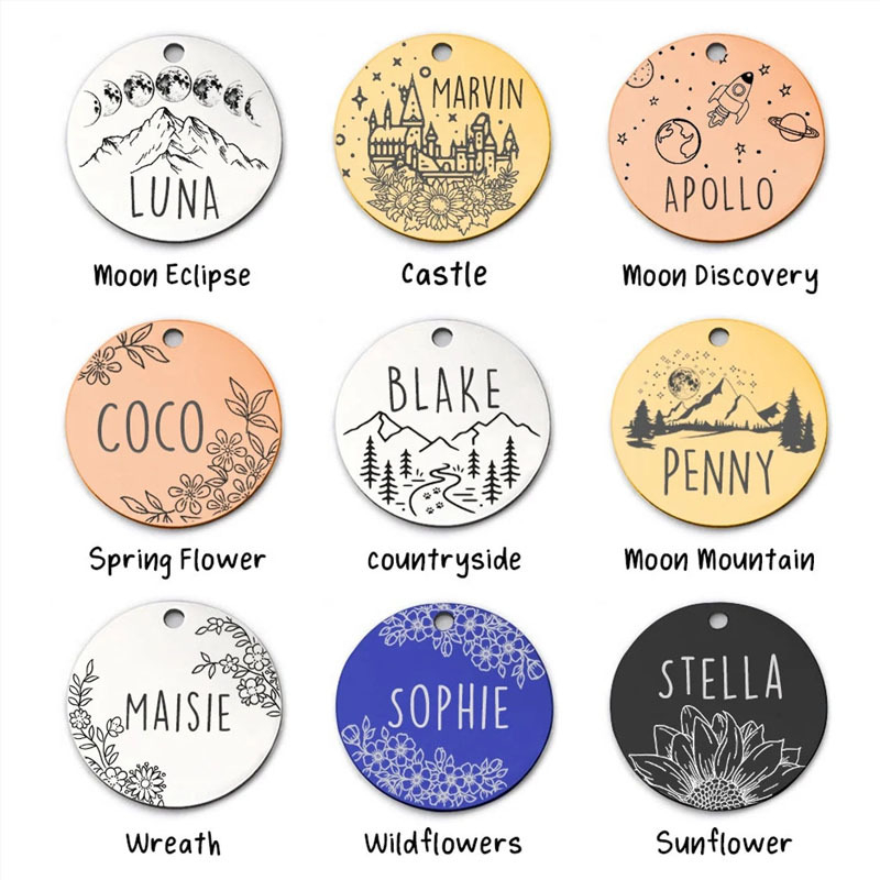 POD Cross Border ETSY Amazon TEMU Μονόχρωμο από ανοξείδωτο ατσάλι με ετικέτα σκύλου, μπρελόκ, ετικέτα κολάρου για κατοικίδια