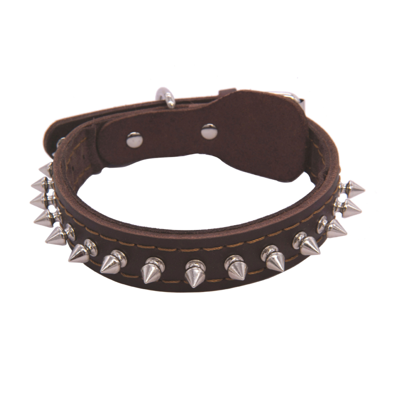 Ogrlica za kućne ljubimce sa šiljastim zakovicama, kožna ogrlica za pse, ogrlica za pse, kožna navlaka za vrat od kravlje kože, protiv ugriza
