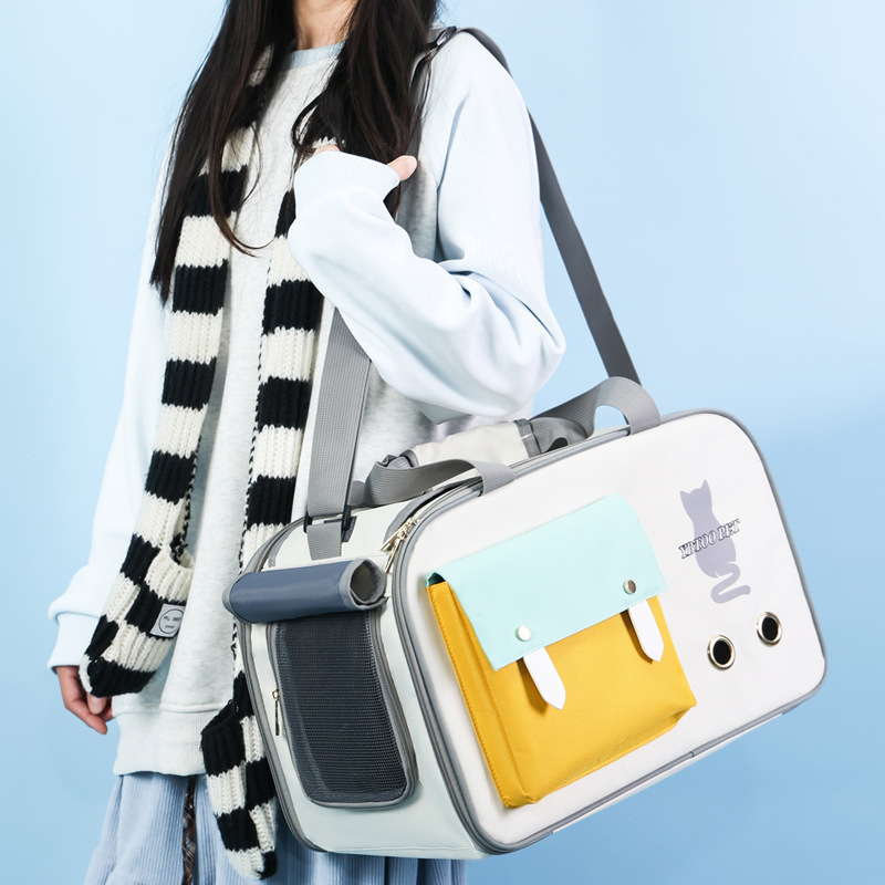 Нова сгъваема раница за домашни любимци с голям капацитет, чанта за домашни любимци, модерна преносима чанта за котки, дишаща чанта за котки през рамо