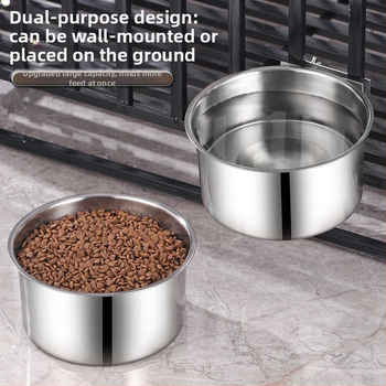Lonac za pse od nehrđajućeg čelika, zdjela za pse s otpornošću na prevrtanje, velika viseća zdjela za pse, pojilica, lonac za mačke s fiksnim kavezom, zdjela za kućne ljubimce