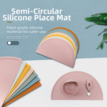 Keresztbe helyezhető, nagy, félkör alakú, vastagított, egyszínű, gyermek szilikon alátét, hőszigetelt, csúszásmentes, kopásálló, könnyen tisztítható gurulós alátét