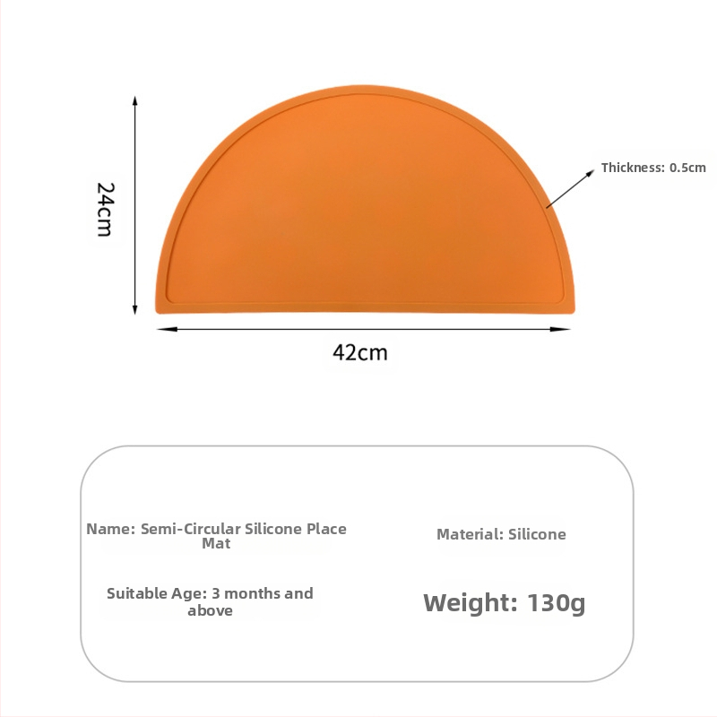 Силиконова подложка за хранене за деца с голям полукръг, удебелена, плътен цвят, топлоизолирана, неплъзгаща се, устойчива на износване, лесна за почистване, подвижна подложка