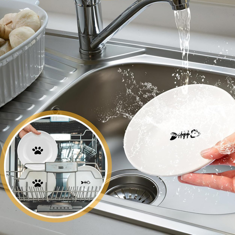 Keramička zdjela za kućne ljubimce, nordijska zdjela za mačke, keramička zdjela za mačju hranu s visokim nogama, tanjur za grickalice, konzervirani tanjur, protiv cervikalne spondiloze, protiv prevrtanja, posuda za mačju hranu