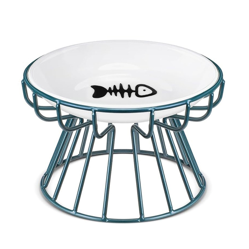 Keramička zdjela za kućne ljubimce, nordijska zdjela za mačke, keramička zdjela za mačju hranu s visokim nogama, tanjur za grickalice, konzervirani tanjur, protiv cervikalne spondiloze, protiv prevrtanja, posuda za mačju hranu