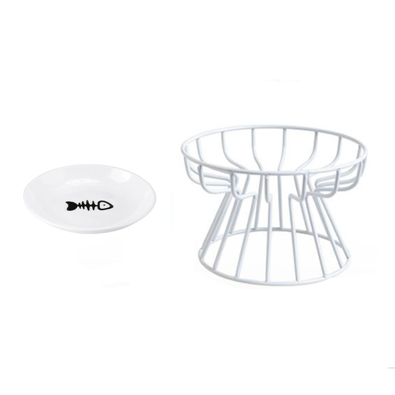 Keramička zdjela za kućne ljubimce, nordijska zdjela za mačke, keramička zdjela za mačju hranu s visokim nogama, tanjur za grickalice, konzervirani tanjur, protiv cervikalne spondiloze, protiv prevrtanja, posuda za mačju hranu