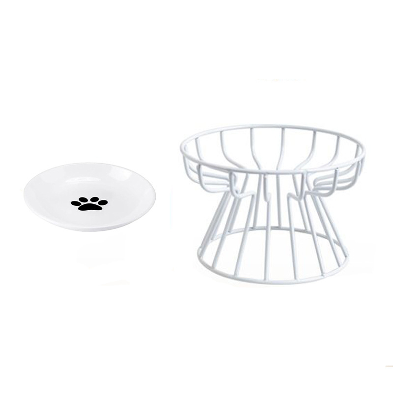 Keramička zdjela za kućne ljubimce, nordijska zdjela za mačke, keramička zdjela za mačju hranu s visokim nogama, tanjur za grickalice, konzervirani tanjur, protiv cervikalne spondiloze, protiv prevrtanja, posuda za mačju hranu