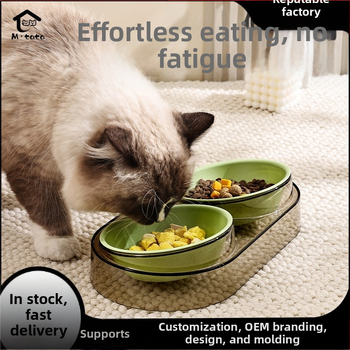 Zdjela za mačke, prozirna zdjela za hranu za mačke, zdjela za hranjenje i piće kućnih ljubimaca, dvostruka zdjela, zdjela za pse, zdjela za jelo otporna na udarce, pribor za kućne ljubimce