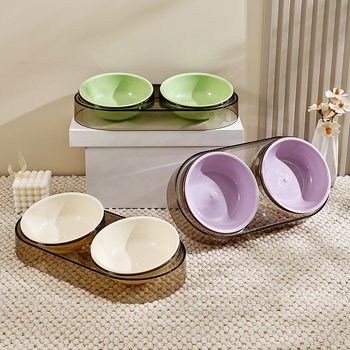 Zdjela za mačke, prozirna zdjela za hranu za mačke, zdjela za hranjenje i piće kućnih ljubimaca, dvostruka zdjela, zdjela za pse, zdjela za jelo otporna na udarce, pribor za kućne ljubimce