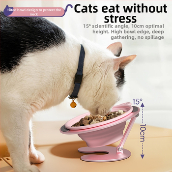 Сгъваема поставка за купа за котки, леген за кучета, леген за котешка храна, наклонена уста, купа за храна за вода, външна преносима защита за врата, висока купа за домашни любимци