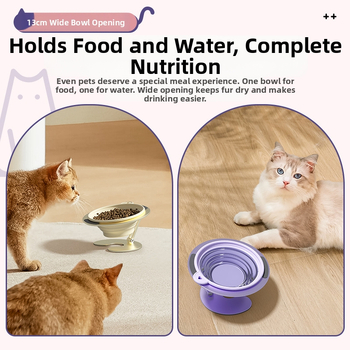 Сгъваема поставка за купа за котки, леген за кучета, леген за котешка храна, наклонена уста, купа за храна за вода, външна преносима защита за врата, висока купа за домашни любимци