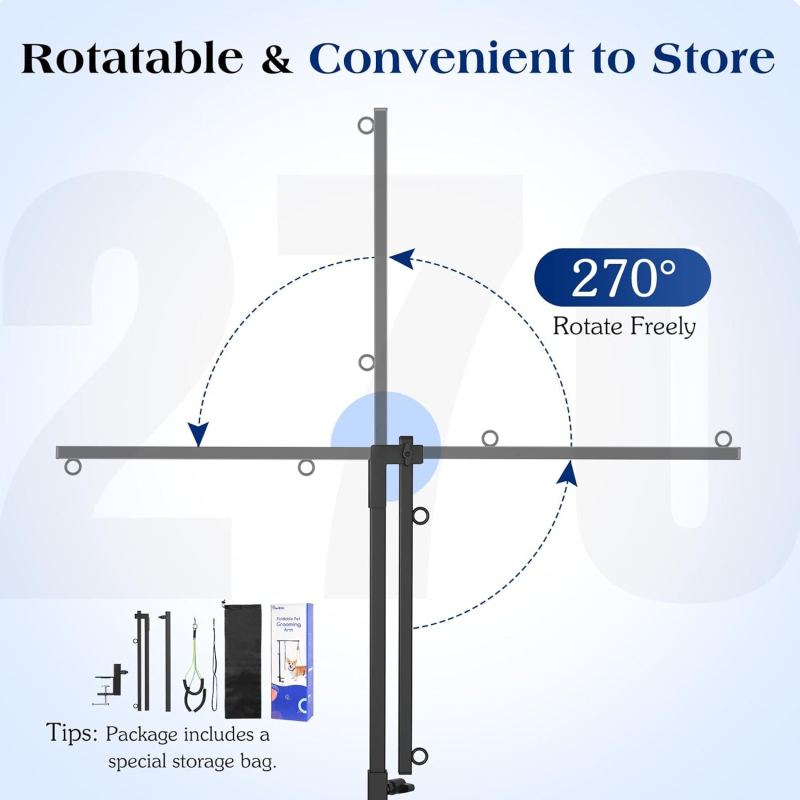 Стойка за красота за домашни любимци, ръка за кучета, прибираща се, регулируема по височина, повдигаща се, сгъваема, черна желязна стойка