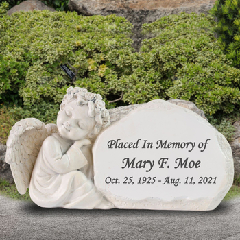 Tarpvalstybinis mažojo angelo alpinariume augintinio antkapis gali būti graviruojamas, kad būtų atmintyje lauko sodo kiemo dekoratyvinė dervos švytuoklė