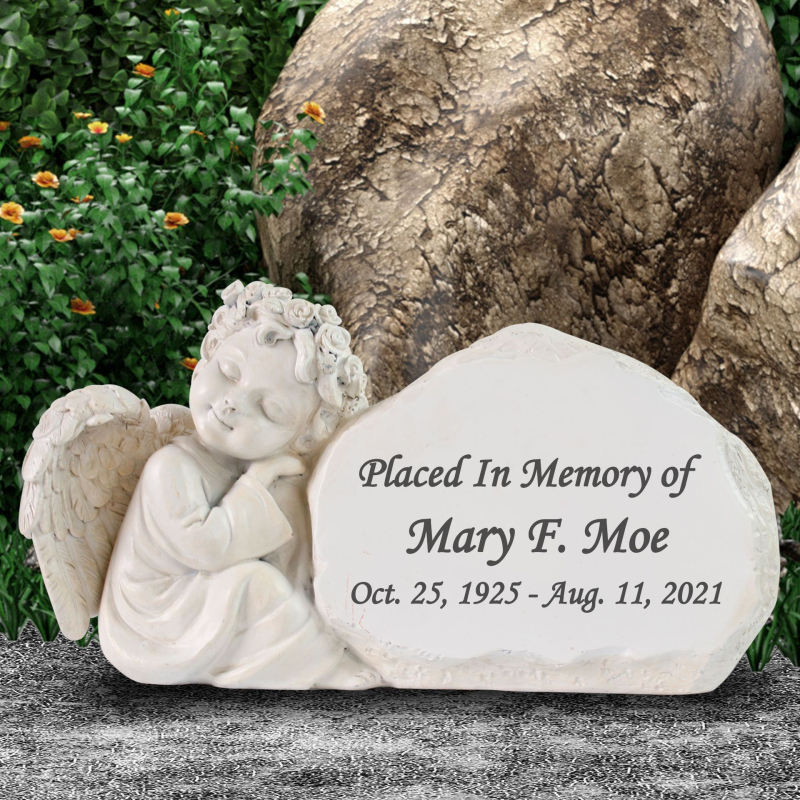 Tarpvalstybinis mažojo angelo alpinariume augintinio antkapis gali būti graviruojamas, kad būtų atmintyje lauko sodo kiemo dekoratyvinė dervos švytuoklė