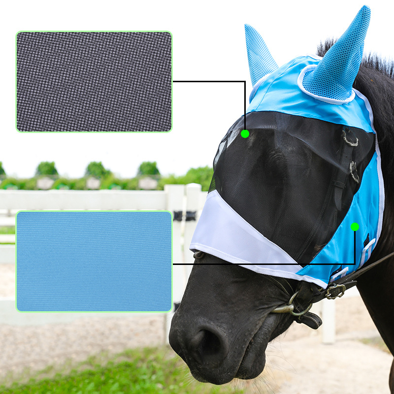Lómaszk szúnyog ellen Lélegző fejvédelem Szúnyog elleni légycsípés elleni lószemmaszk Kényelmes hálós lovas kellékek