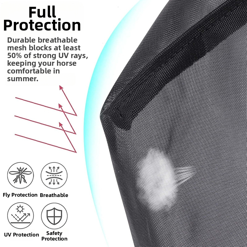 Маска за коне против комари, дишаща защита за главата, против комари и ухапване от мухи, маска за очи за коне, удобна мрежеста конна екипировка