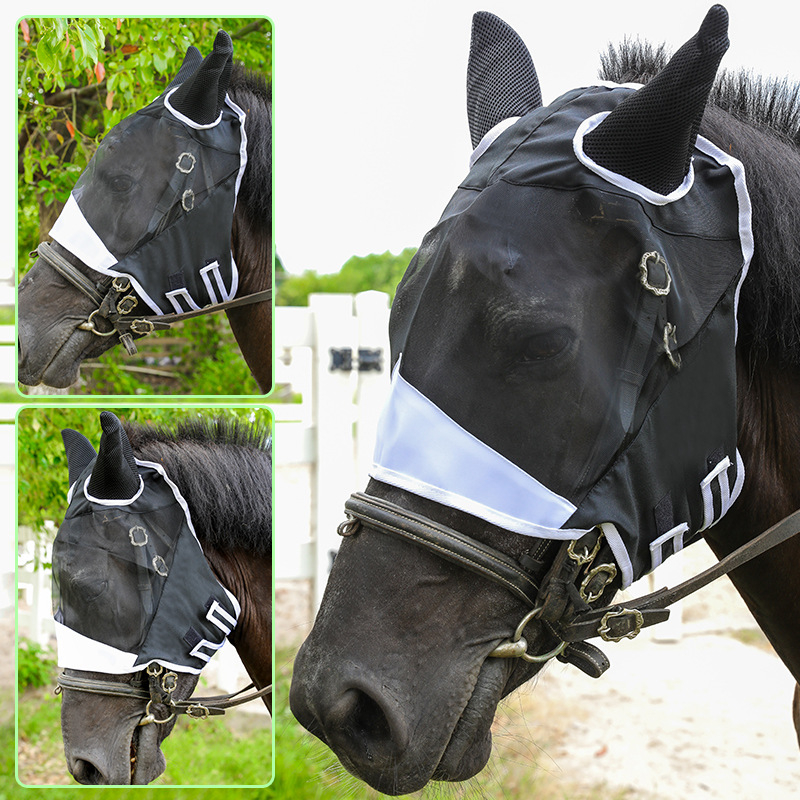 Lómaszk szúnyog ellen Lélegző fejvédelem Szúnyog elleni légycsípés elleni lószemmaszk Kényelmes hálós lovas kellékek