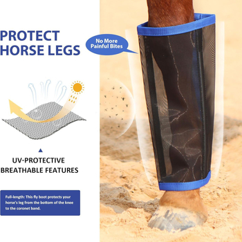 Gamintojo paruoštos nailono, plyšimui atsparios, plono tinklelio arklio tamprės ir arklio kojų uždangalai nuo uodų, skirti naudoti lauke