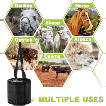 Τσάντα ταΐστρας αλόγων, άνετη και αναπνεύσιμη, με πλέγμα, βαρέως τύπου, ρυθμιζόμενο λουρί και αδιάβροχη τσάντα ταΐσματος με κάτω μανίκι στο στόμα