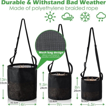 Τσάντα ταΐστρας αλόγων, άνετη και αναπνεύσιμη, με πλέγμα, βαρέως τύπου, ρυθμιζόμενο λουρί και αδιάβροχη τσάντα ταΐσματος με κάτω μανίκι στο στόμα