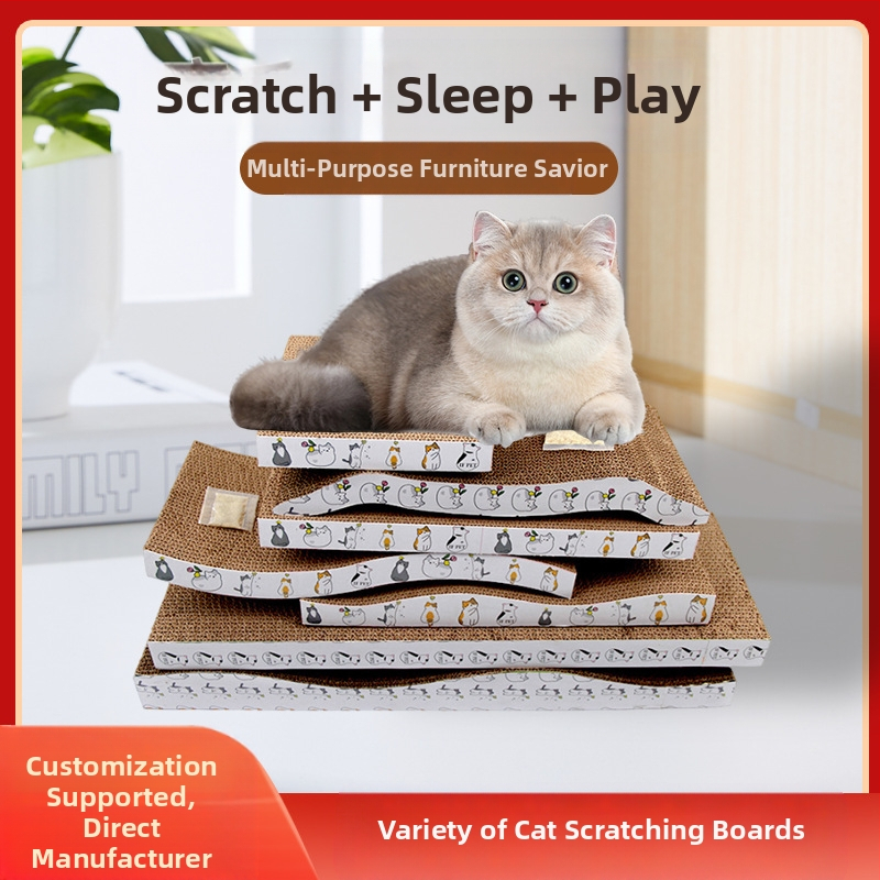 Ploča za grebanje za mačke, zadebljana igračka, podloga protiv linjanja, veliki ravni valoviti papir, izdržljiva