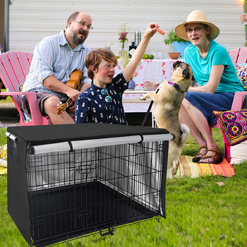 Atviro tipo gyvūnų narvelio baldakimo buitinių šunų narvelio dulkių uždangalai, skirti didmeninei prekybai lauko naminių gyvūnėlių vielinių narvų apsaugos dangčiais.