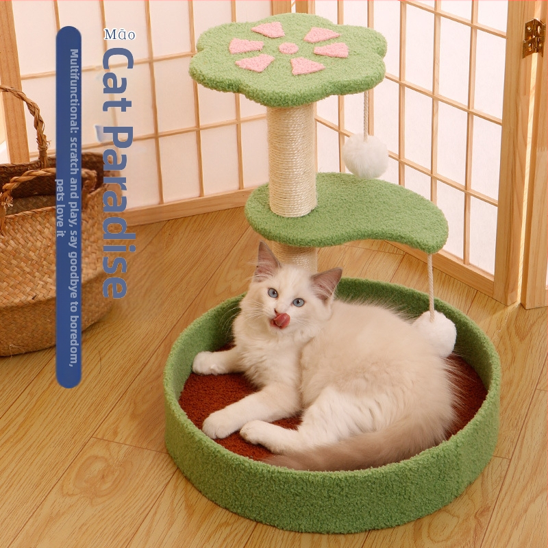 Szizál macskakaparódeszka macskafészek integrált függőleges macskaoszlop kenderkötél kopásálló, korpásodásmentes játék nem takaró kisállat-kellékek