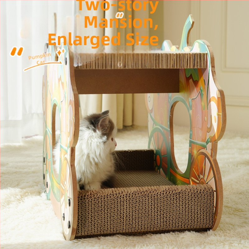 Двуслойна дъска за драскане с тиква, котешка кола, интегрирана, издръжлива, устойчива на износване, универсална играчка за котешки принадлежности „Четири сезона“.