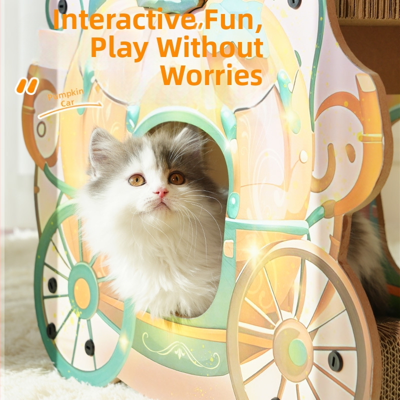 Двуслойна дъска за драскане с тиква, котешка кола, интегрирана, издръжлива, устойчива на износване, универсална играчка за котешки принадлежности „Четири сезона“.