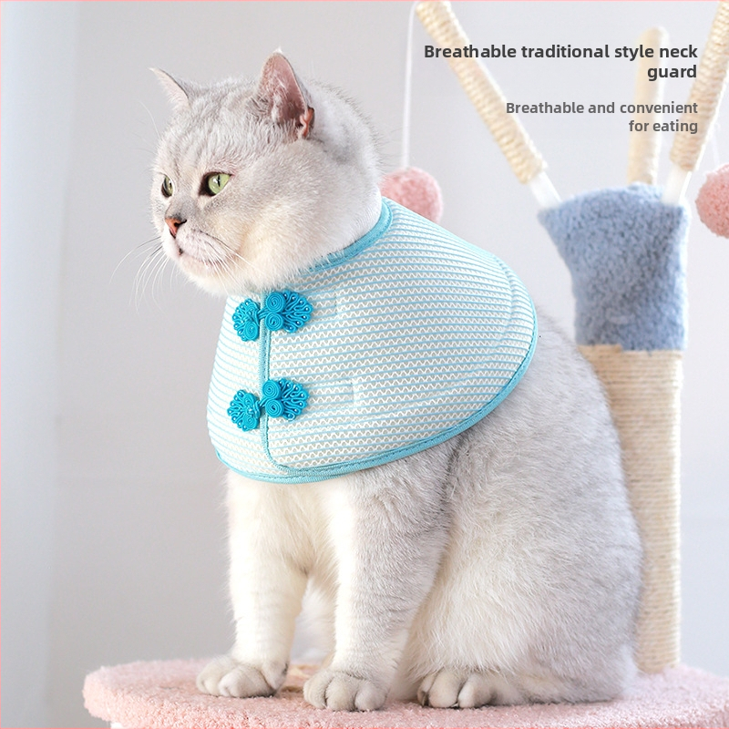 Дишаща елизабетинска каишка за домашни любимци в китайски стил, сгъваема, за котки и кучета, против хапане и облизване, мека каишка