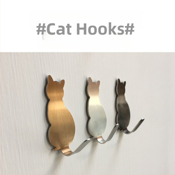Αυτοκόλλητο γάντζου από ανοξείδωτο ατσάλι, ισχυρό, χωρίς νύχια, δημιουργικό, χαριτωμένο, κινούμενο σχέδιο, γάντζο για την είσοδο του τοίχου της κουζίνας και του μπάνιου, αυτοκόλλητο γάντζου για γάτες