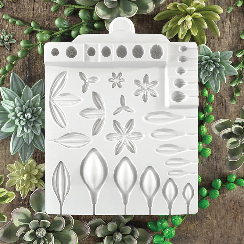 Nauja žiedlapių silikoninė formelė, mėsingų augalų torto dekoravimas, apverčiama cukraus formelė, šokolado formelė, „pasidaryk pats“ kepimo įrankiai