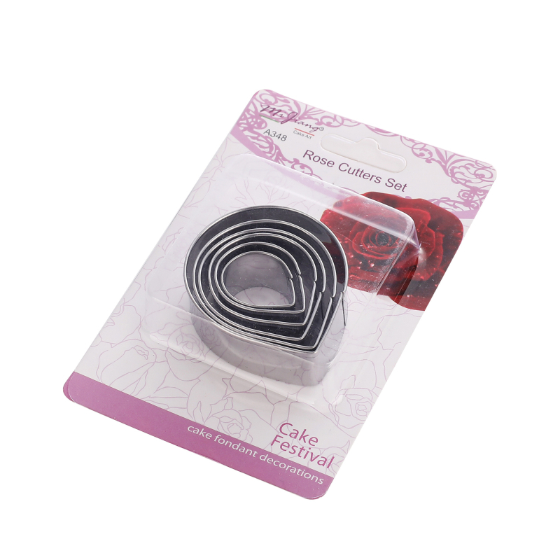 Καλούπι μπισκότων από ανοξείδωτο χάλυβα, κατάλληλο για τρόφιμα, για διακόσμηση κέικ με ζάχαρη, καλούπι ψησίματος σε σχήμα ροδοπέταλου, διασυνοριακή προμήθεια