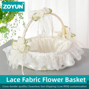 Vestuvių reikmenys, vestuviniai nešiojami gėlių krepšeliai, gėlių mergaitė, pamergė, gėlių krepšeliai, rotango nėrinių kraštai, dekoratyviniai krepšeliai, siųsti imitacinius žiedlapius