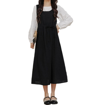 Europska i američka Amazon korejska verzija plus veličine haljine s pregačom, japanskim kariranim kravatama i bočnim prorezima