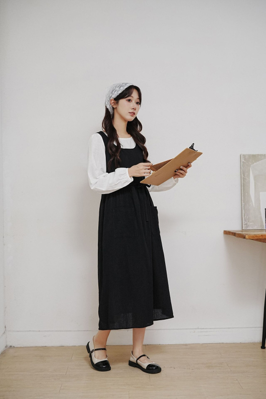 Europska i američka Amazon korejska verzija plus veličine haljine s pregačom, japanskim kariranim kravatama i bočnim prorezima