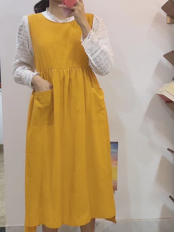 Europska i američka Amazon korejska verzija plus veličine haljine s pregačom, japanskim kariranim kravatama i bočnim prorezima