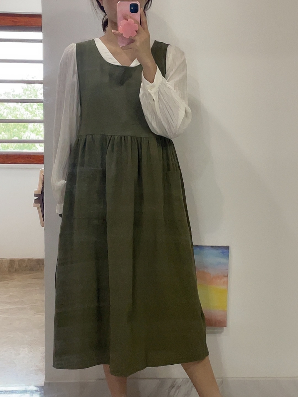 Europska i američka Amazon korejska verzija plus veličine haljine s pregačom, japanskim kariranim kravatama i bočnim prorezima