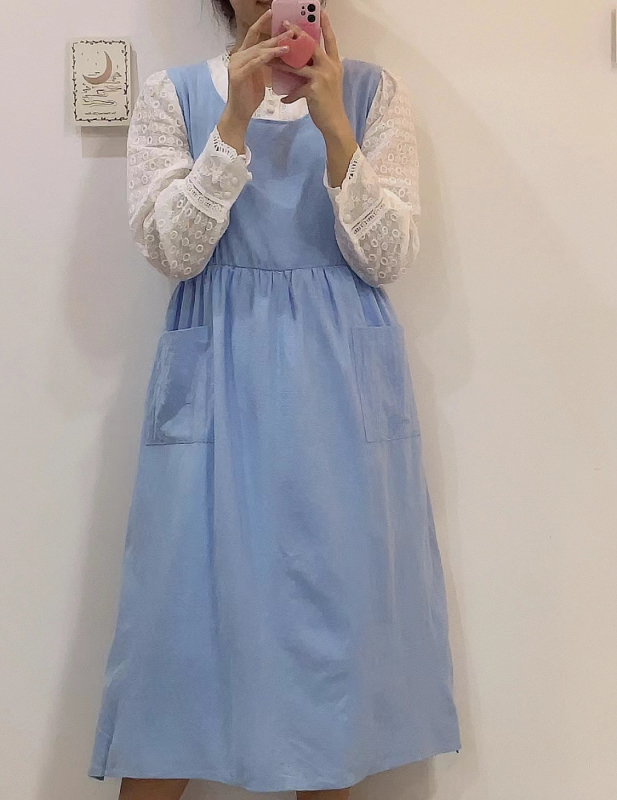 Europska i američka Amazon korejska verzija plus veličine haljine s pregačom, japanskim kariranim kravatama i bočnim prorezima